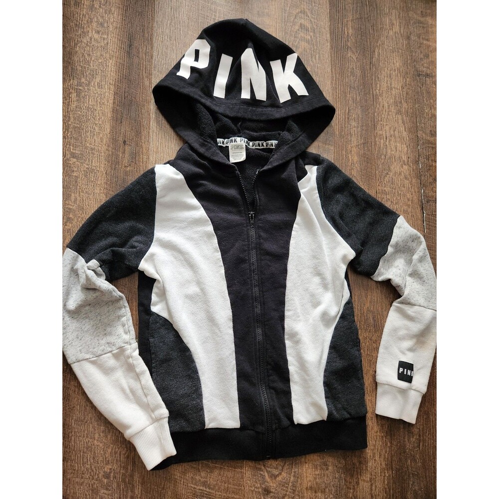 Womens S VS Pink 80s vibe zip up hoodie